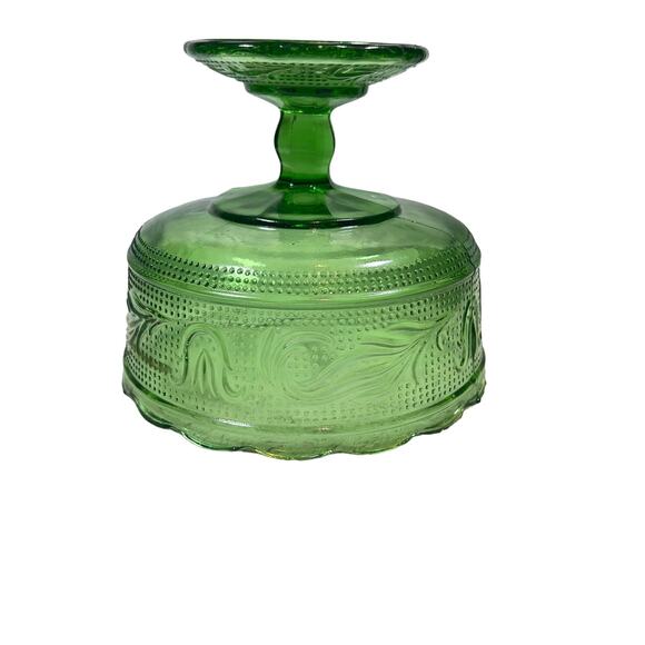 EO Brody M6000 Emerald Green Glass Vintage Compote Pedestal Candy Dish Cleveland - Picture 4 of 15